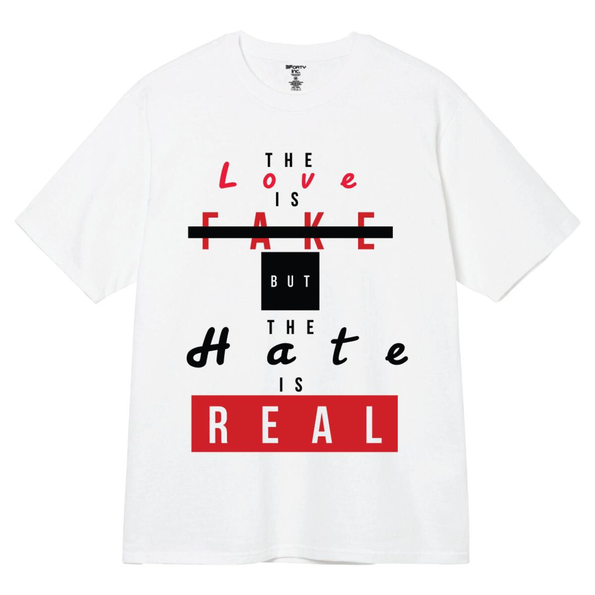 Men's White 100% Cotton Tee  - Love Is Fake