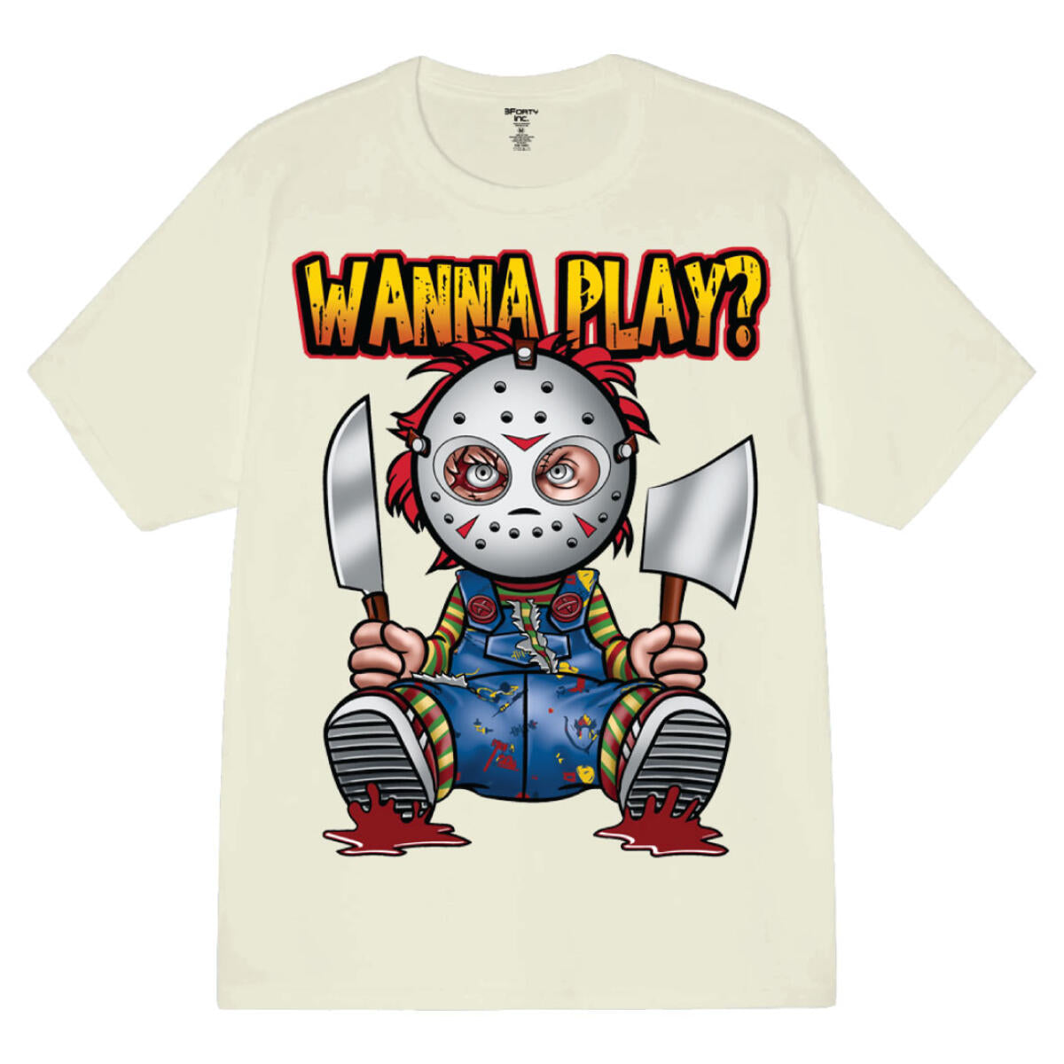 Men's Natural 100% Cotton Tee  - Wanna Play