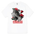 Men's White 100% Cotton Tee  - Praying Blessed