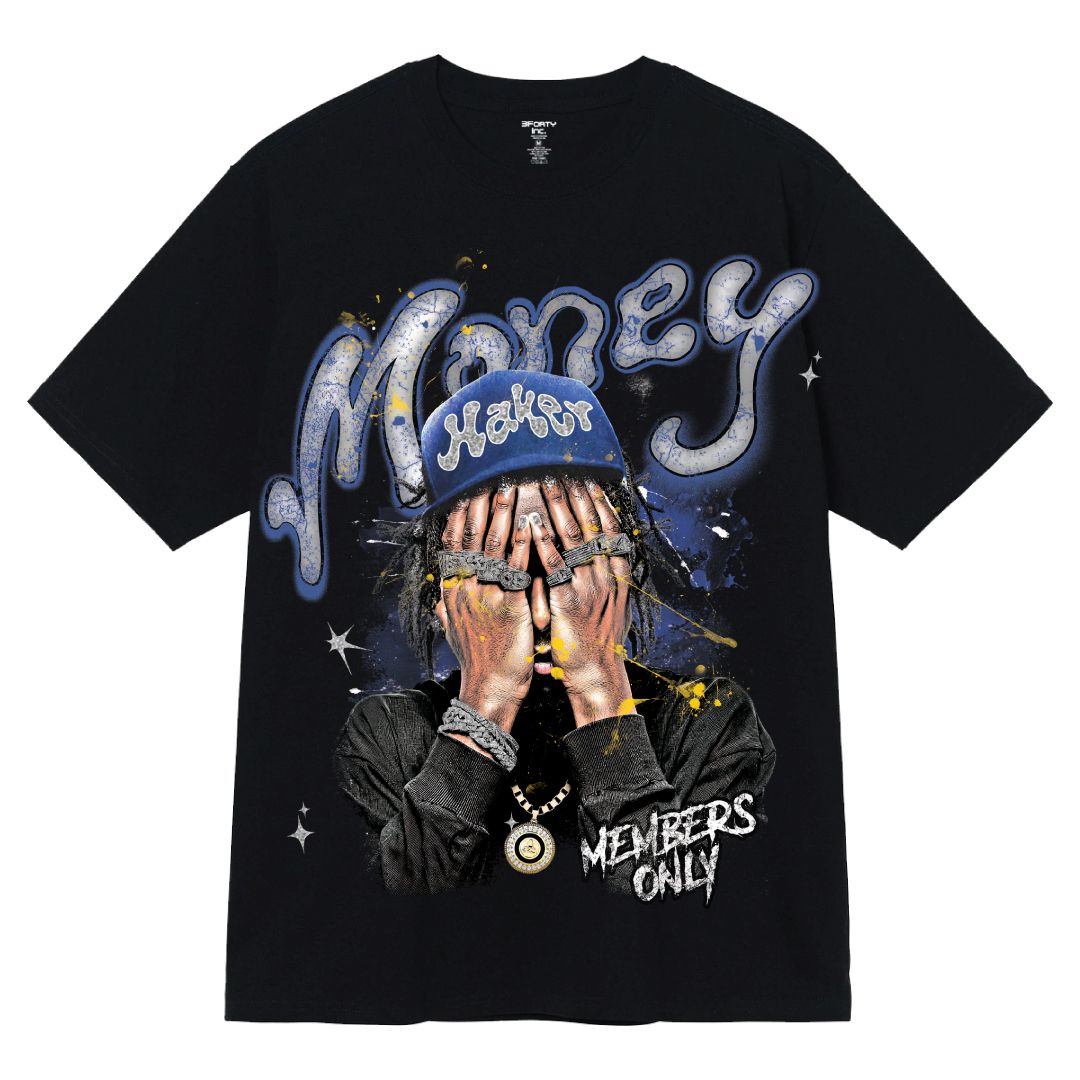 Men's Black 100% Cotton Tee  - Money Maker