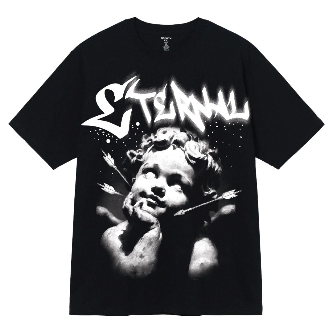 Men's Black 100% Cotton Tee  - Eternal