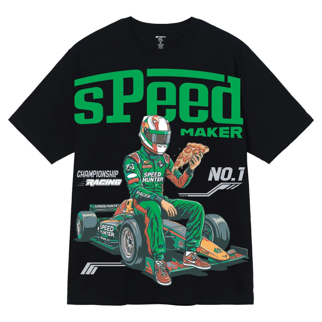 Men's Black 100% Cotton Tee  - Speed Maker