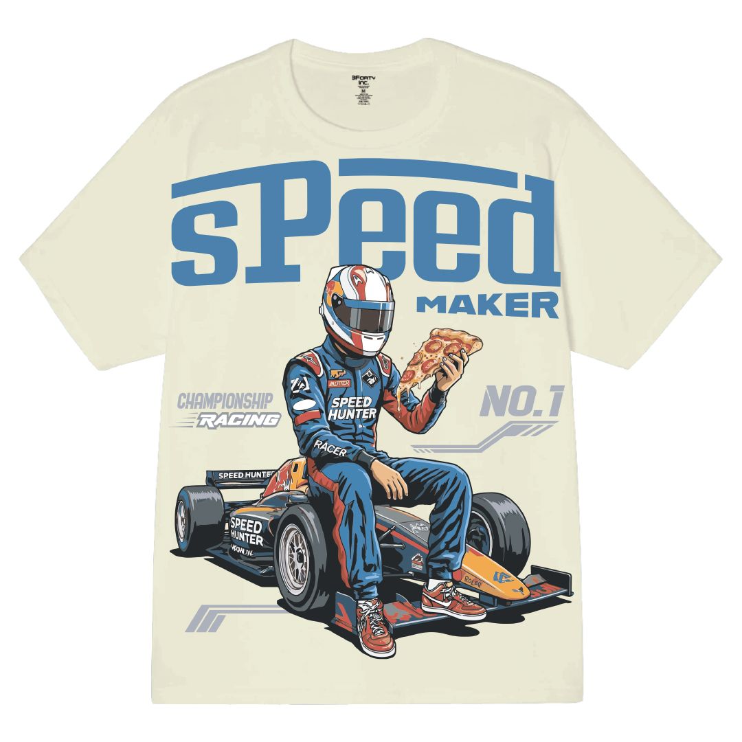 Men's Natural 100% Cotton Tee  - Speed Maker