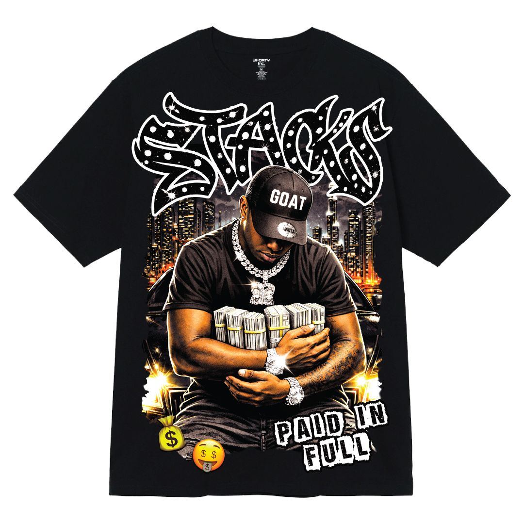 Men's Black 100% Cotton Tee  - Stacks