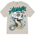Beige t-shirt with a skull graphic and 'Athletic Original' text on a white background