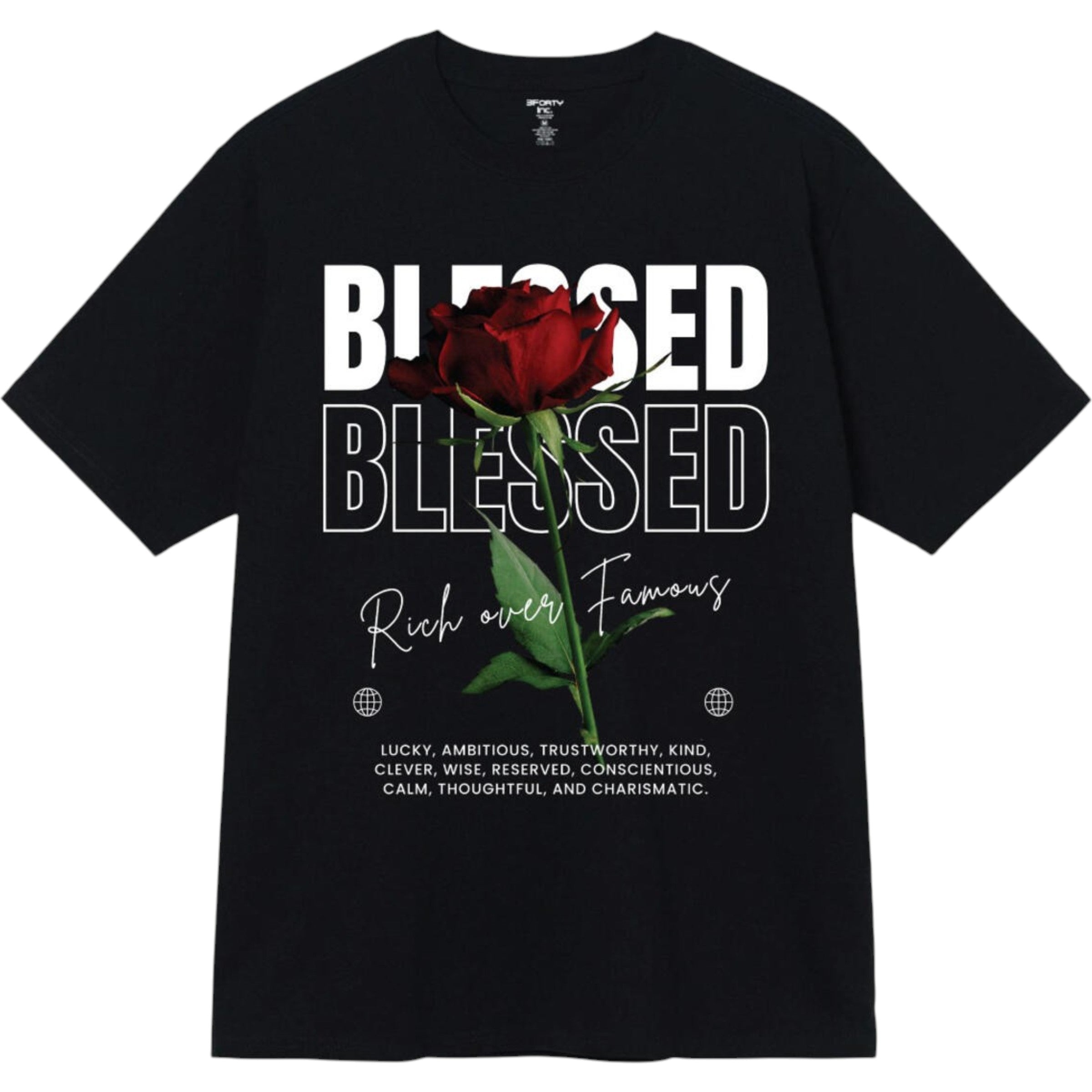 Men's Blessed Rose Tee In Black