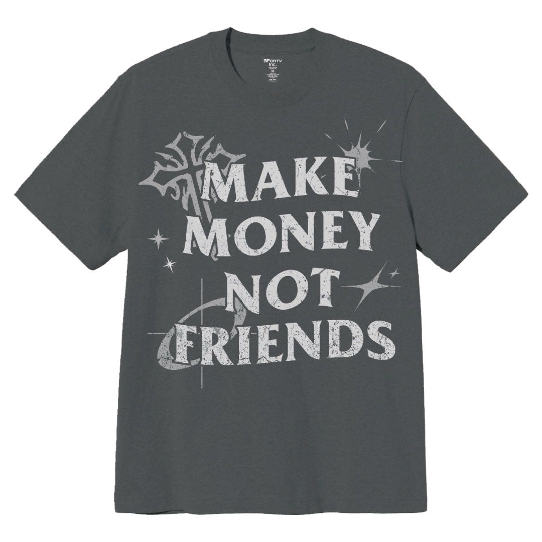 Men's Make Money Not Friends Tee In Grey