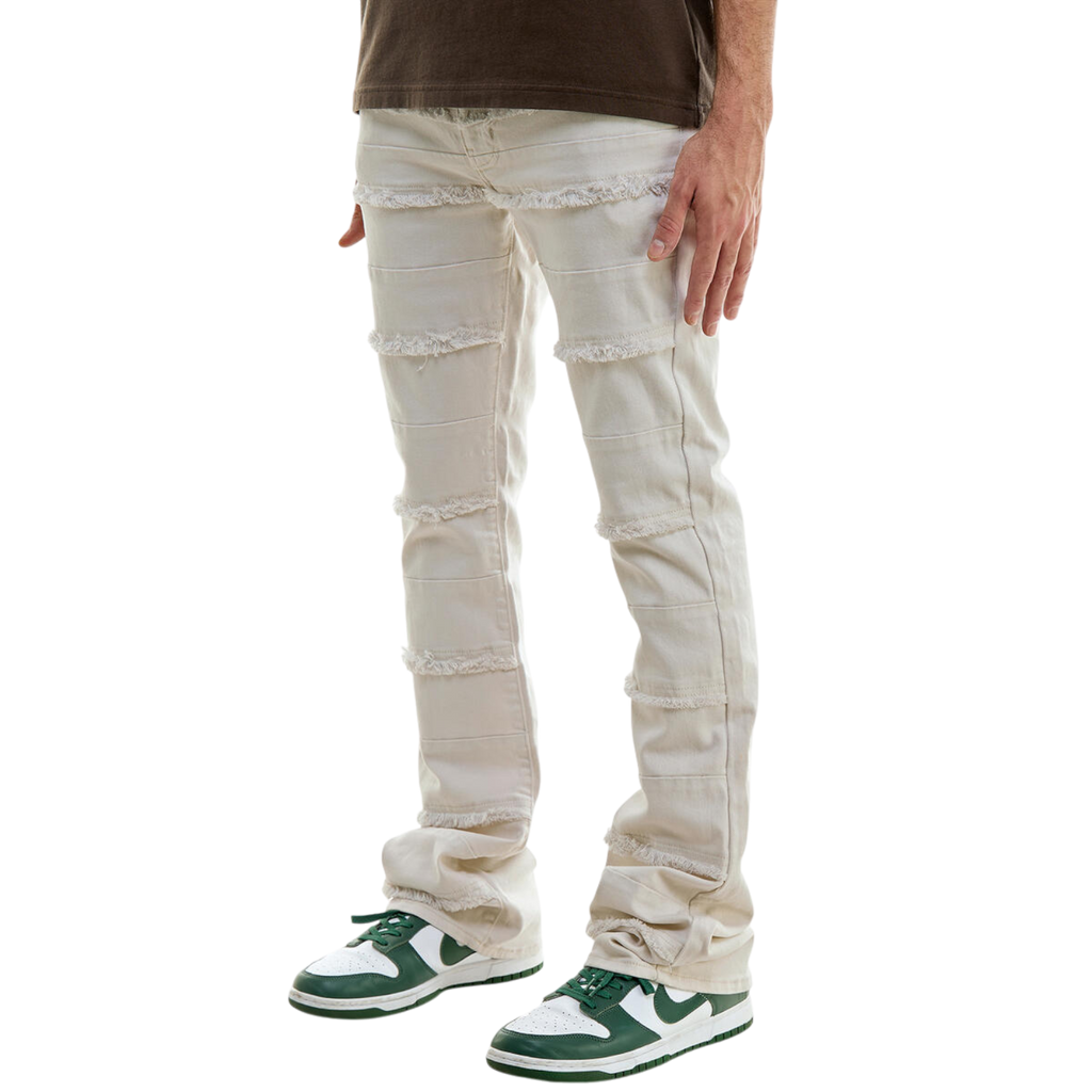 Men's Paneled Stacked Denim In Cream