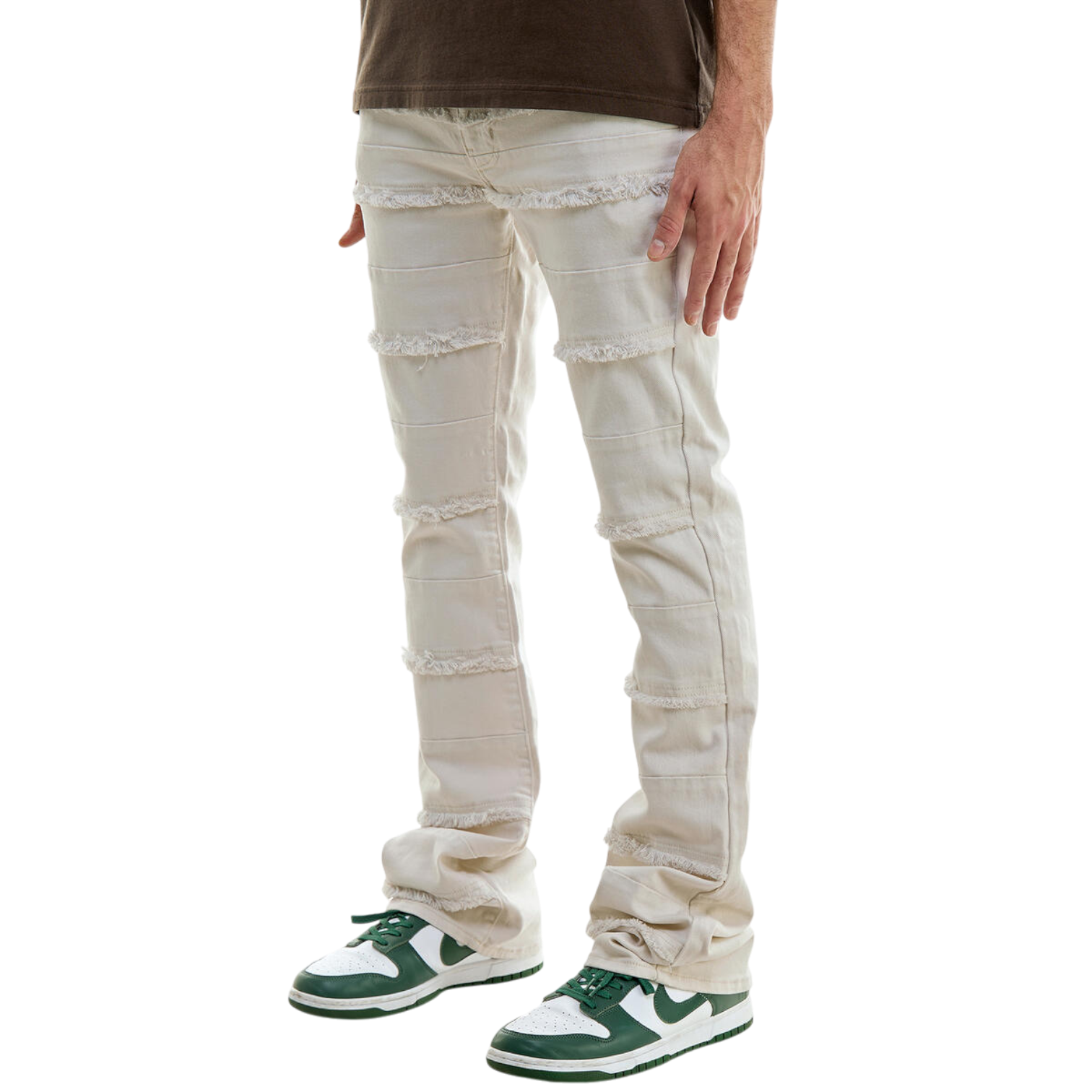 Men's Paneled Stacked Denim In Cream