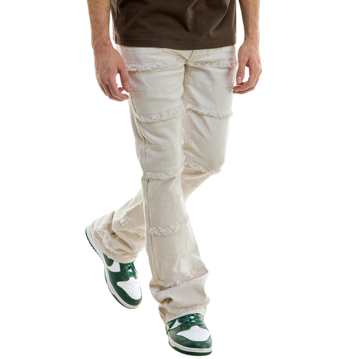 Men's Paneled Stacked Denim In Cream