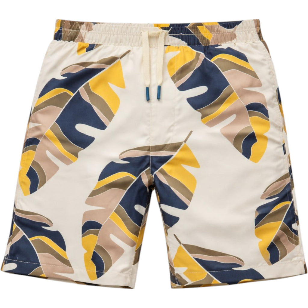 Colorful patterned nylon shorts on a white background cropped tee stacked jeans comfortable shorts