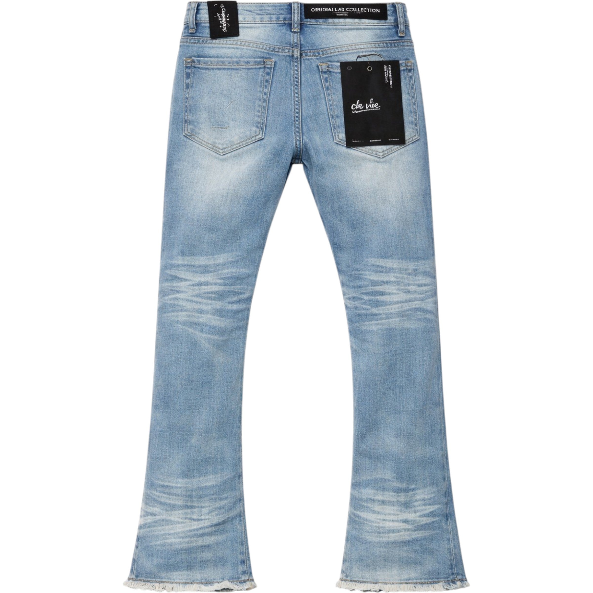 Pocket Stacked Flare Denim In Blue