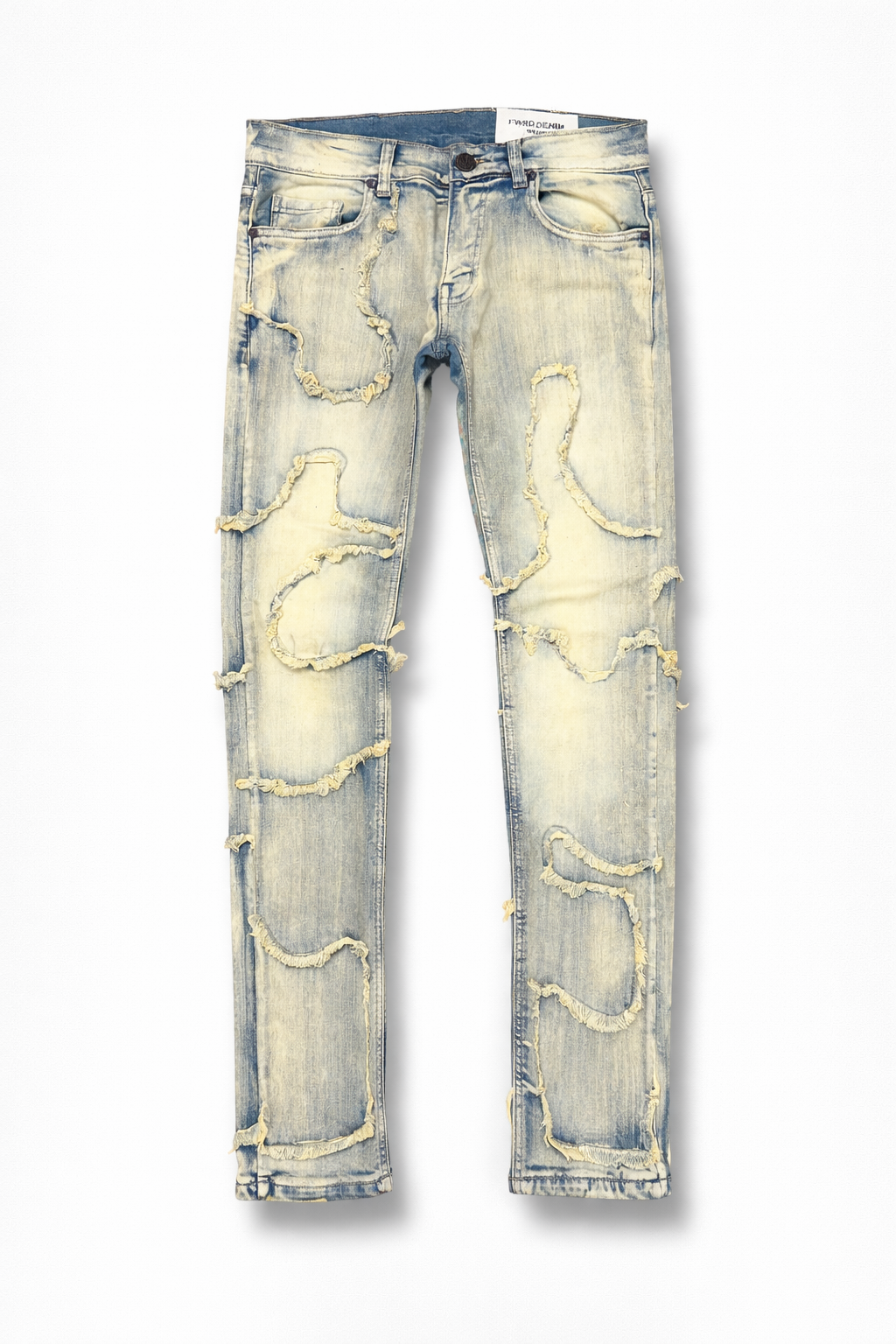 Men's Slim Fit Slim Wavy Distressed Denim In Ice Tint