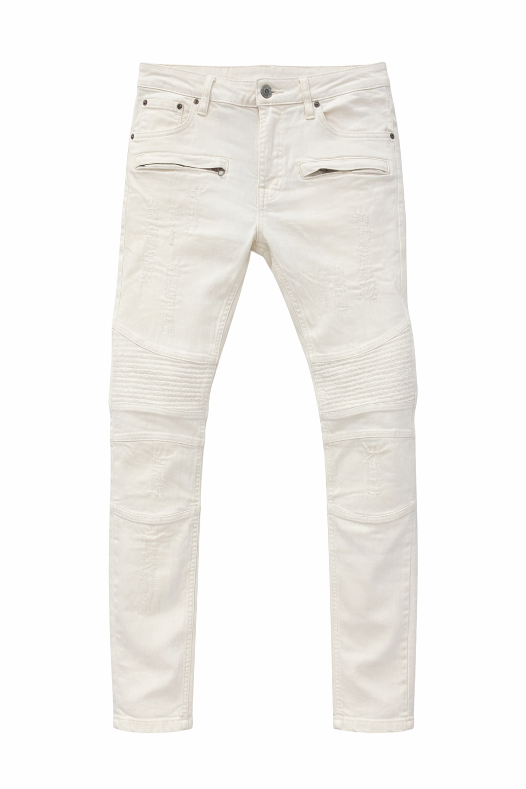 Men's Slim Fit Biker Denim In Off White