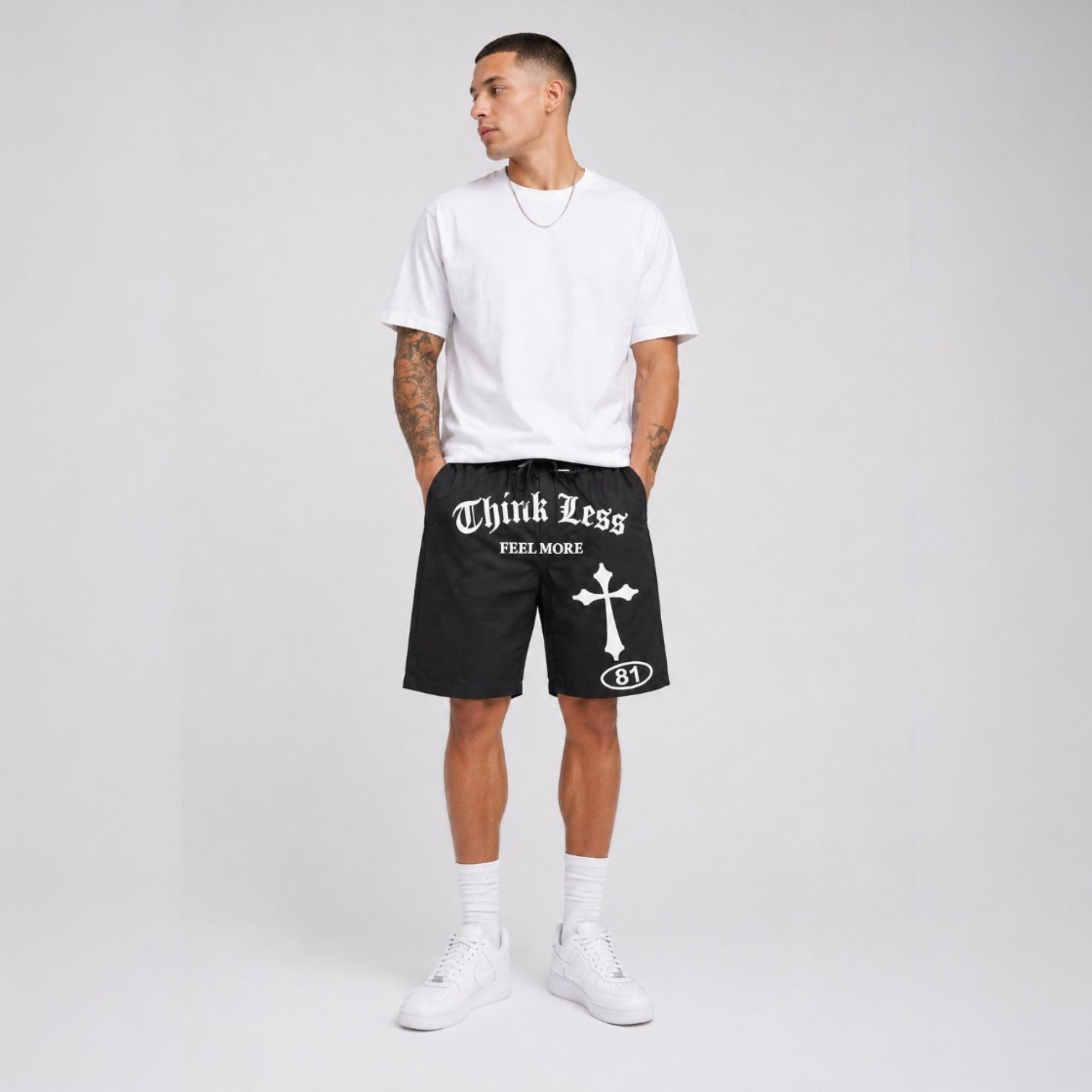 Men's Black Woven Shorts - Follow Your Heart