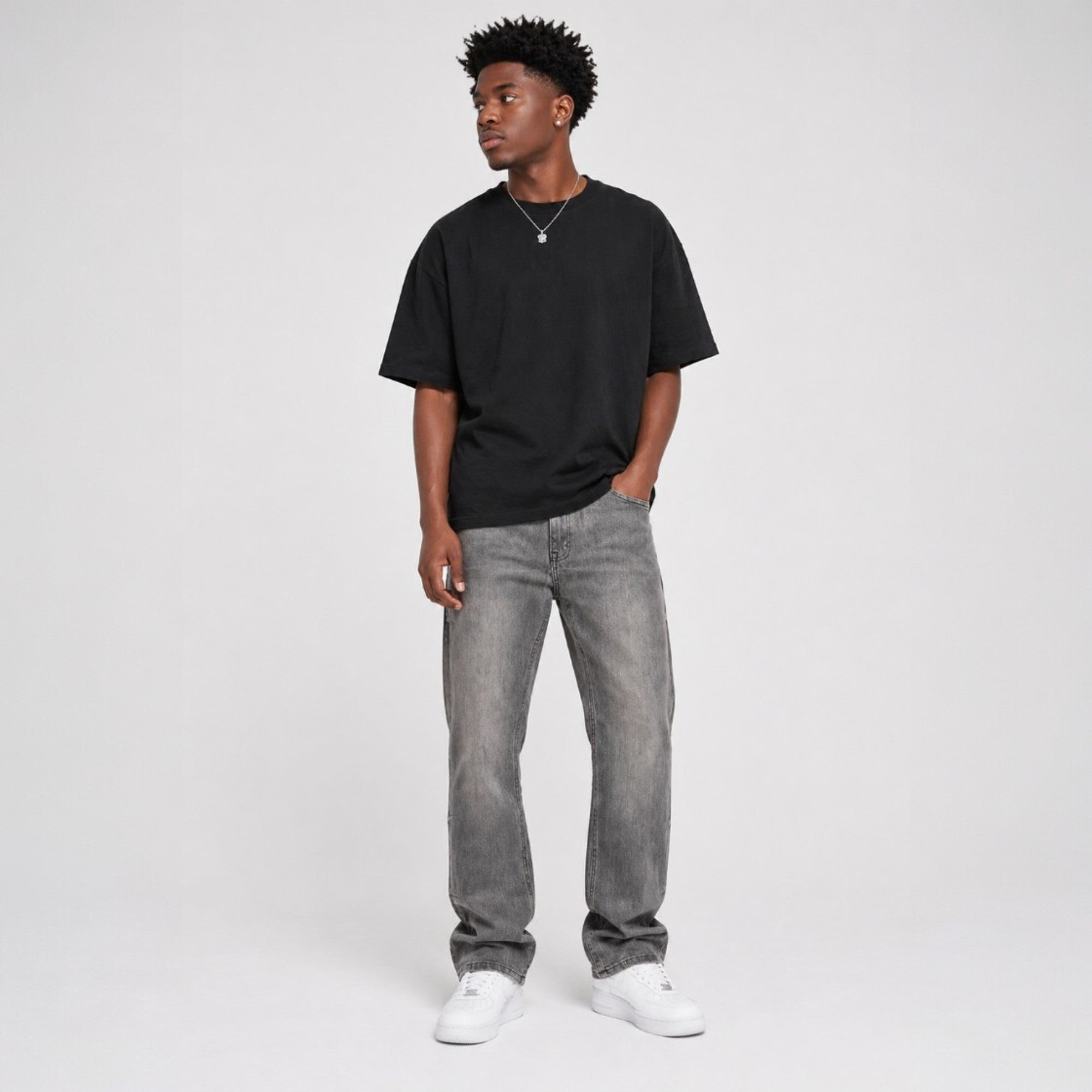 Men's Relax fit washed denim in Grey