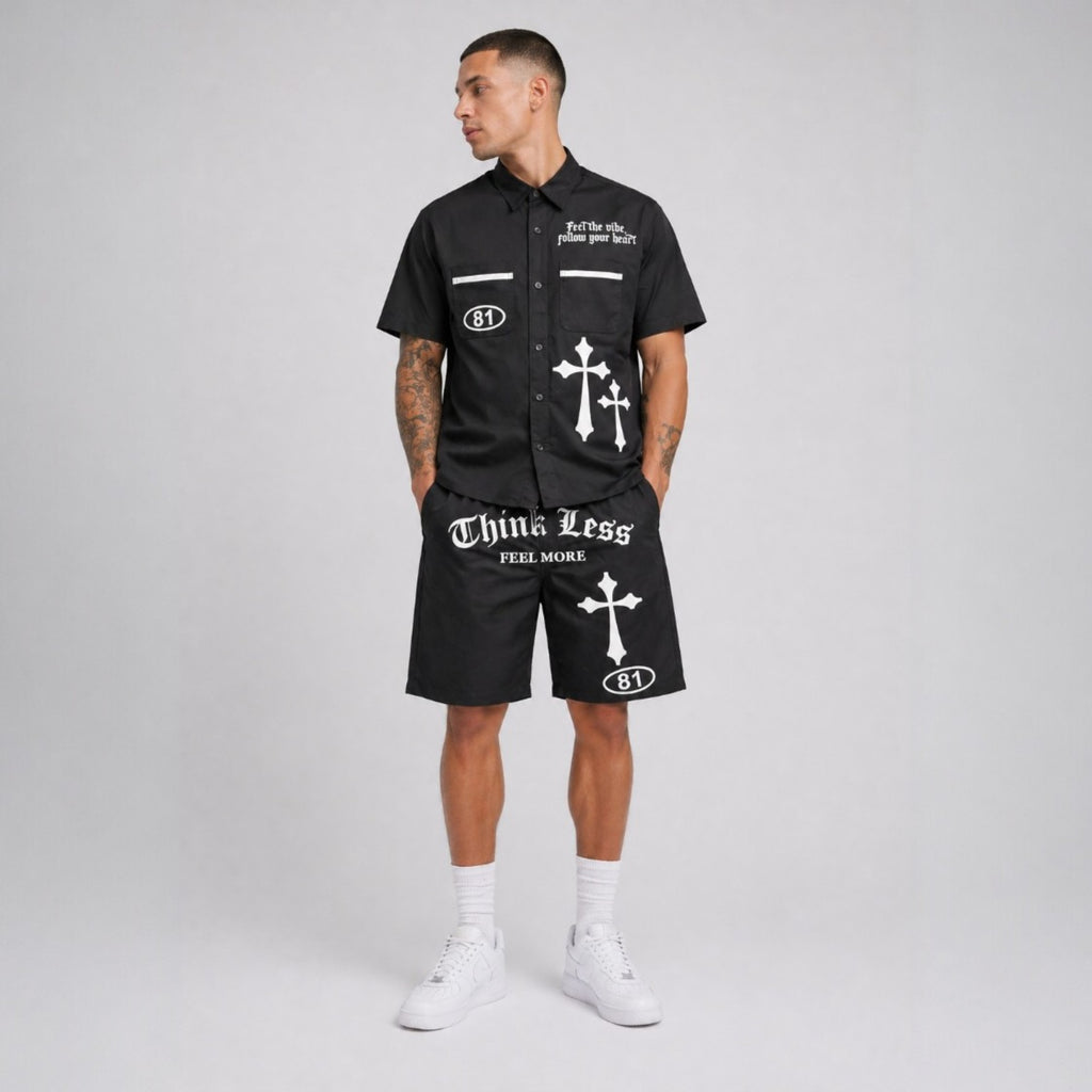 Men's Black Woven Shorts - Follow Your Heart