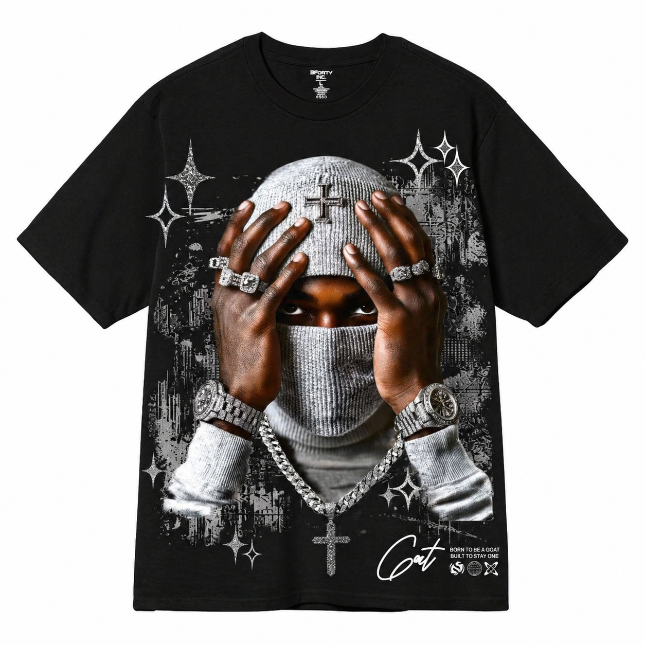 Men's Black 100% Cotton Tee  - Diamond Ski