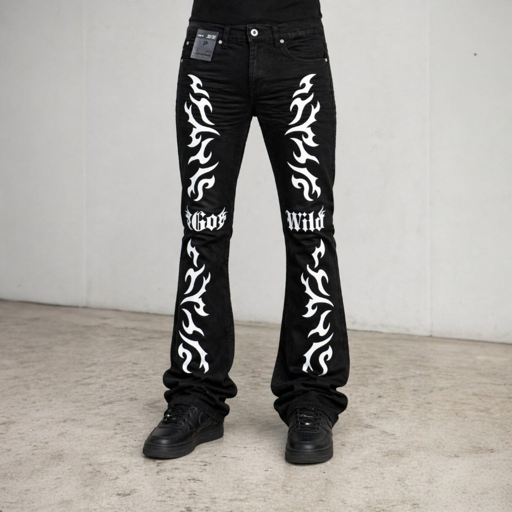 Men's Stacked Flared Go Wild Denim in Black