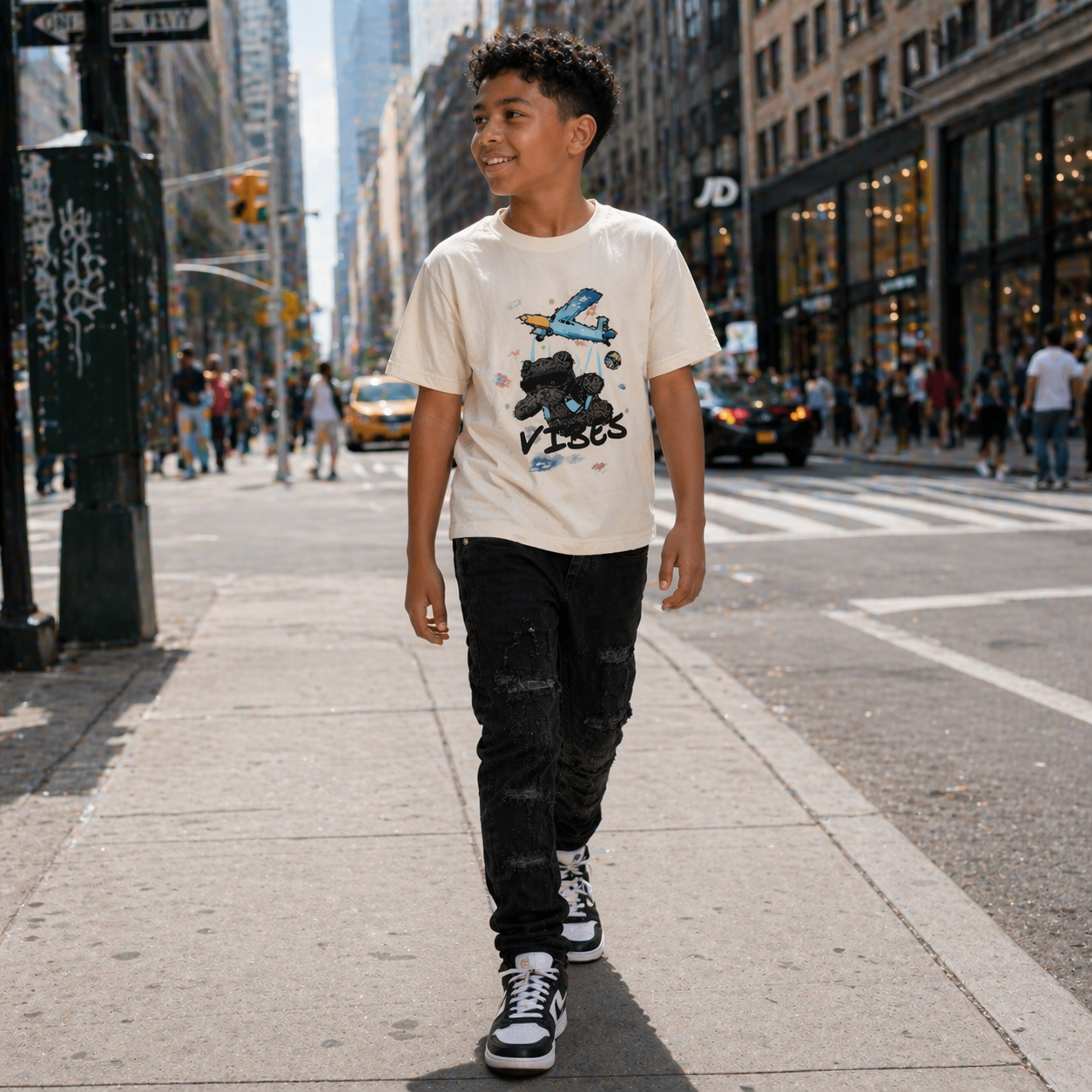 Kids Vibes Tee In Cream