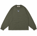 Premium Oversized Long Sleeve Dove Sketch T-Shirt in Olive