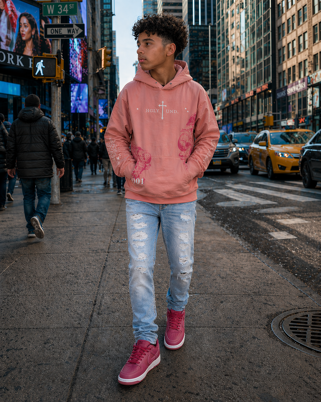 Kids Slim Fit Gashed Distressed Denim In Ice Blue