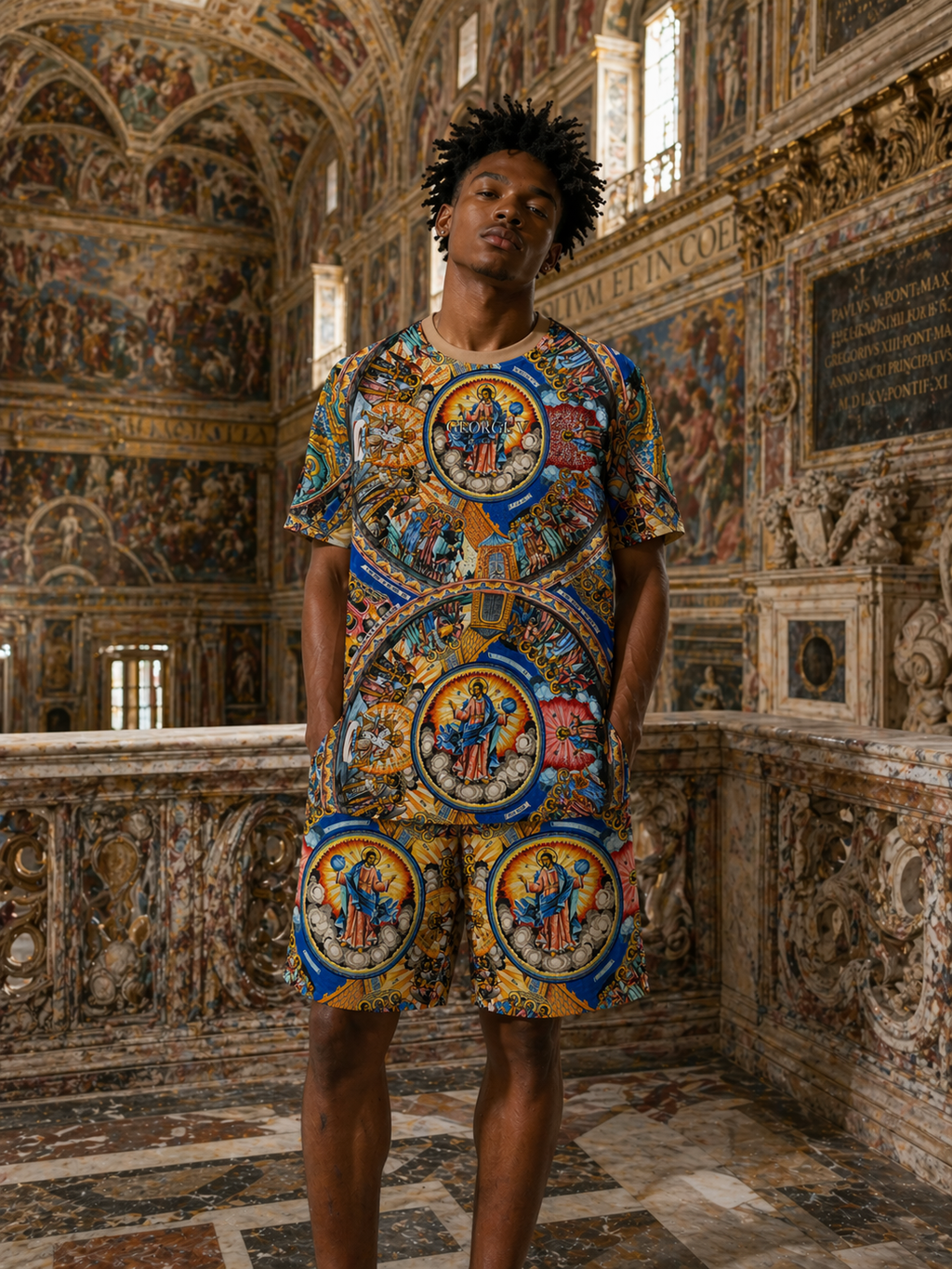 Men's Renaissance Premium All Over Print With Rhinestones Tee