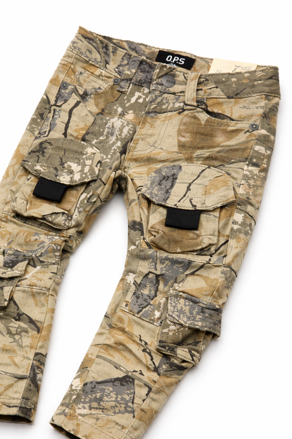 Kids Cargo Utility Pants In Sand Camo