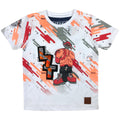 Children's t-shirt with colorful graphic design on a white background