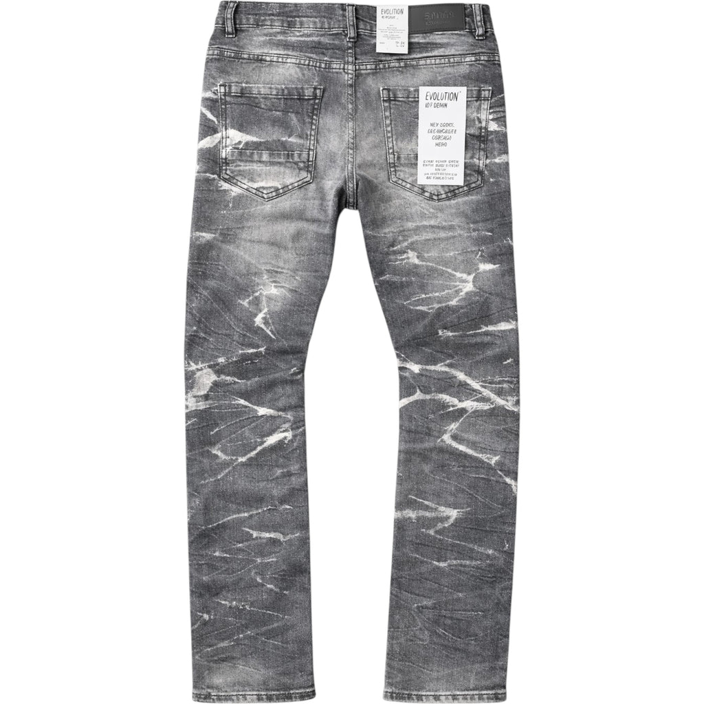 Gray distressed jeans on a white backgroundEvolution 'Combat Cargo' Slim Denim (Washed Black) EV-330265
