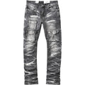 Men's Slim Fit Combat Cargo Denim In Washed Black