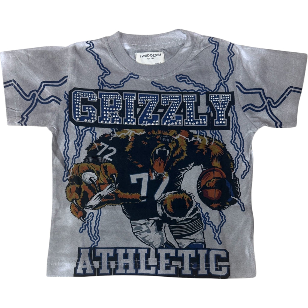 Kids Grizzly Rhinestone Jersey Tee In Grey