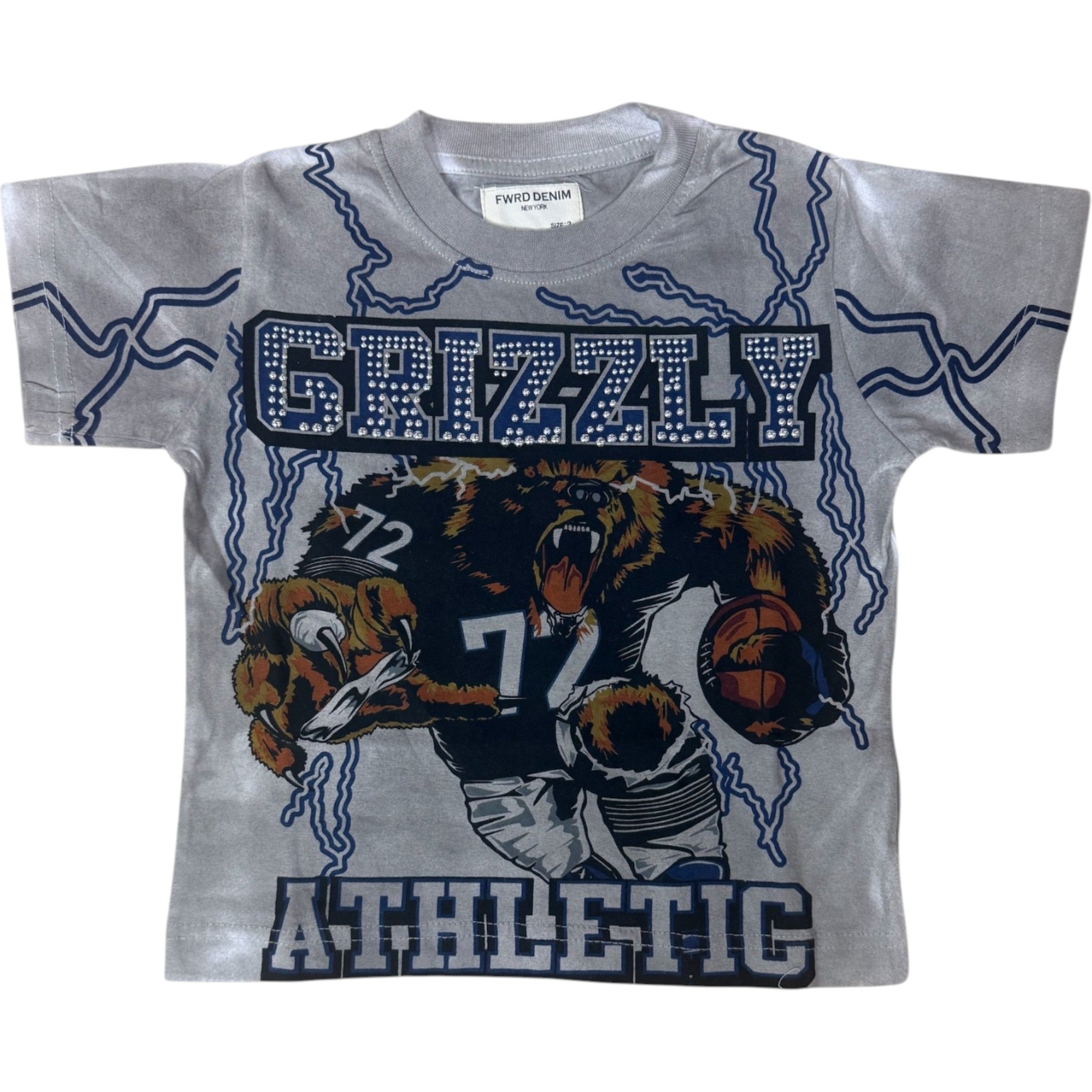 Kids Grizzly Rhinestone Jersey Tee In Grey