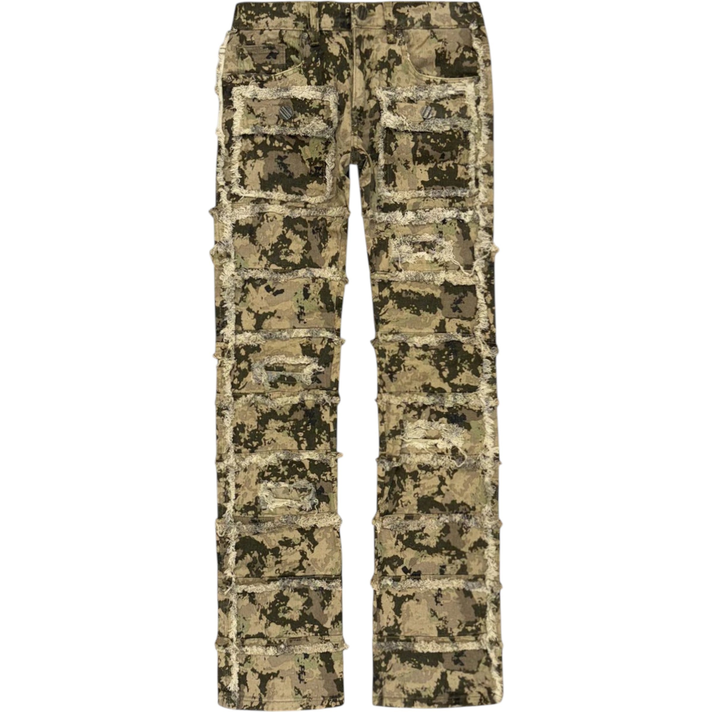 Camouflage pants on a white background