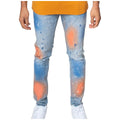 Slim Fit Splatter Denim In Light Indigo