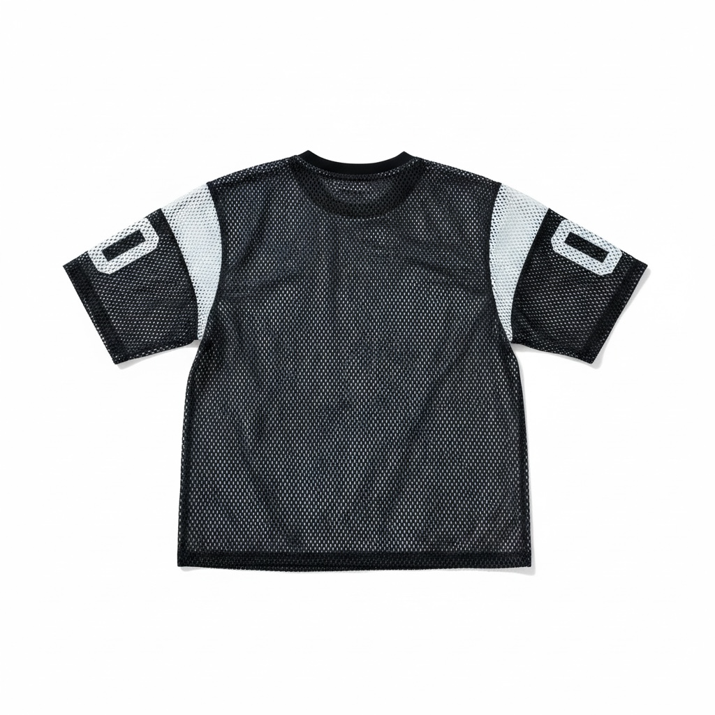 Men's Cropped Mesh T-shirt Jersy style in Black