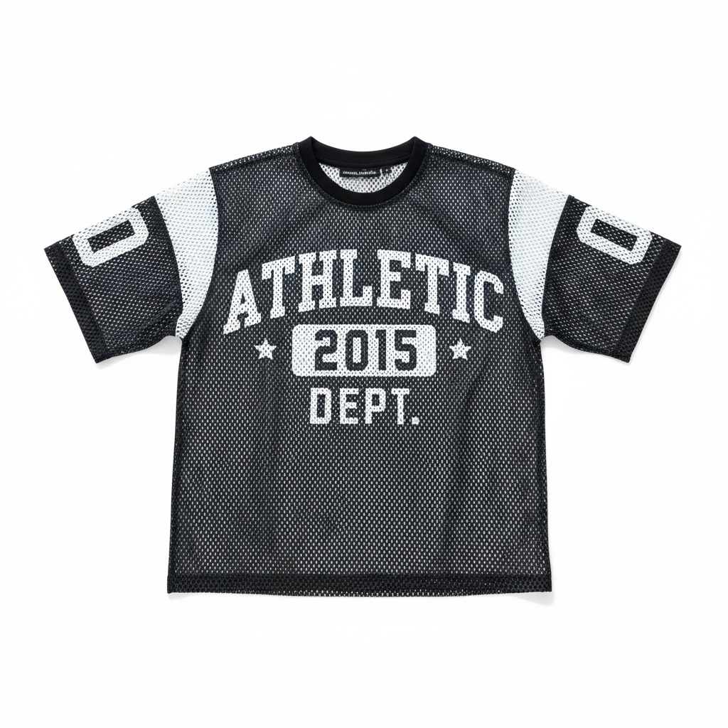 Men's Cropped Mesh T-shirt Jersy style in Black