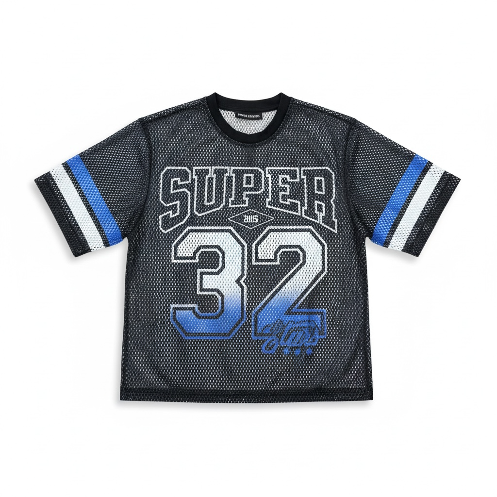 Men’s cropped Mesh T-shirt Jersy in Black