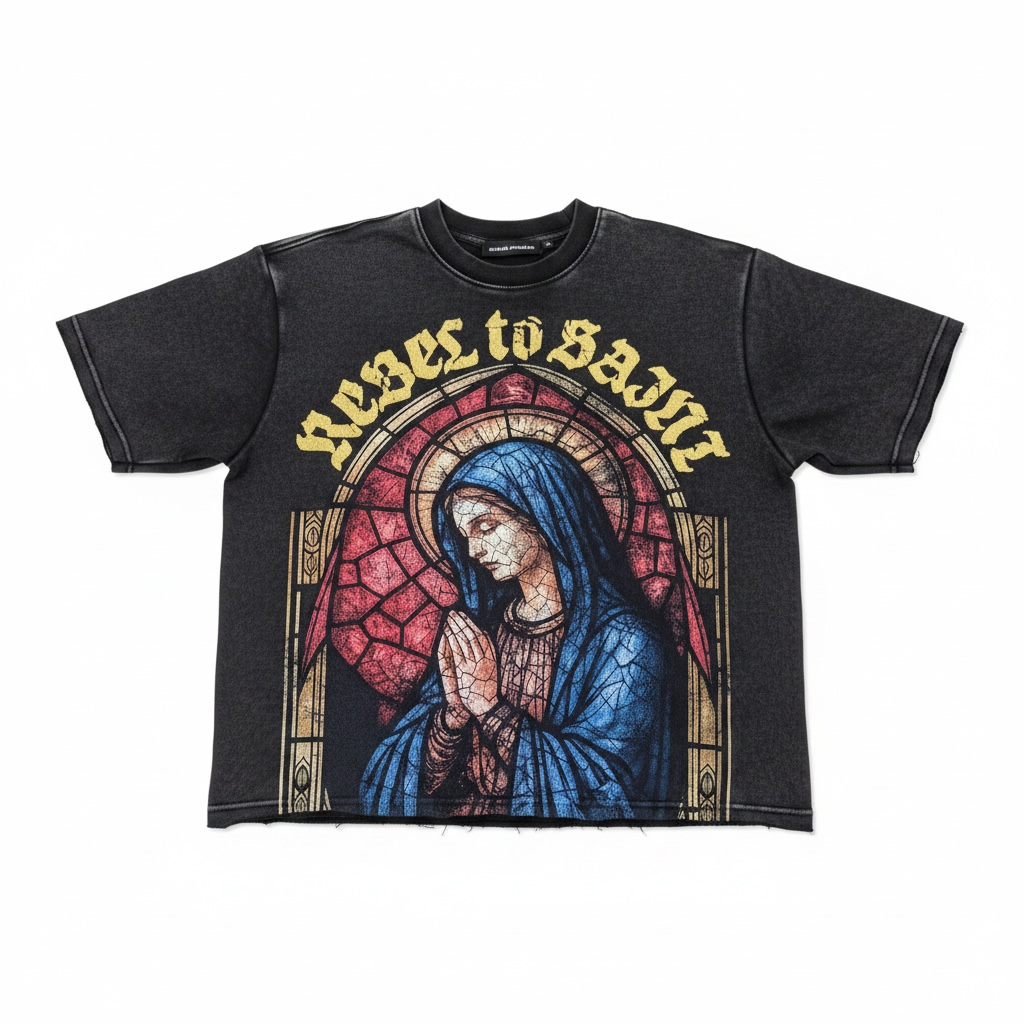 Men's Rebel To Saint Cropped T-Shirt In Black