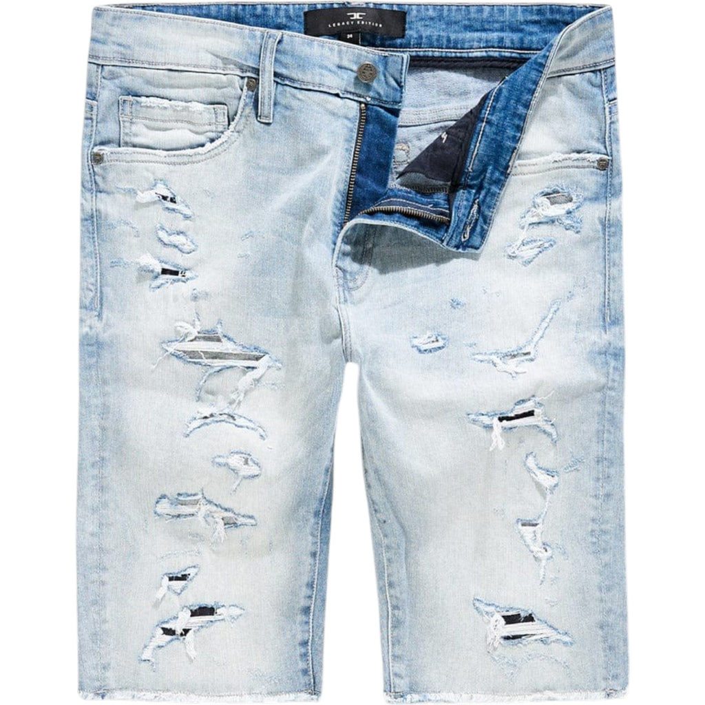 Light blue distressed denim shorts on a white background Jordan Craig 'Arlington' Denim Shorts (Sky Blue) J3220s mens shorts