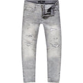 Gray distressed jeans on a white background Straight fit Jeans 