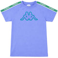 Blue t-shirt with green Kappa logo on a white background
