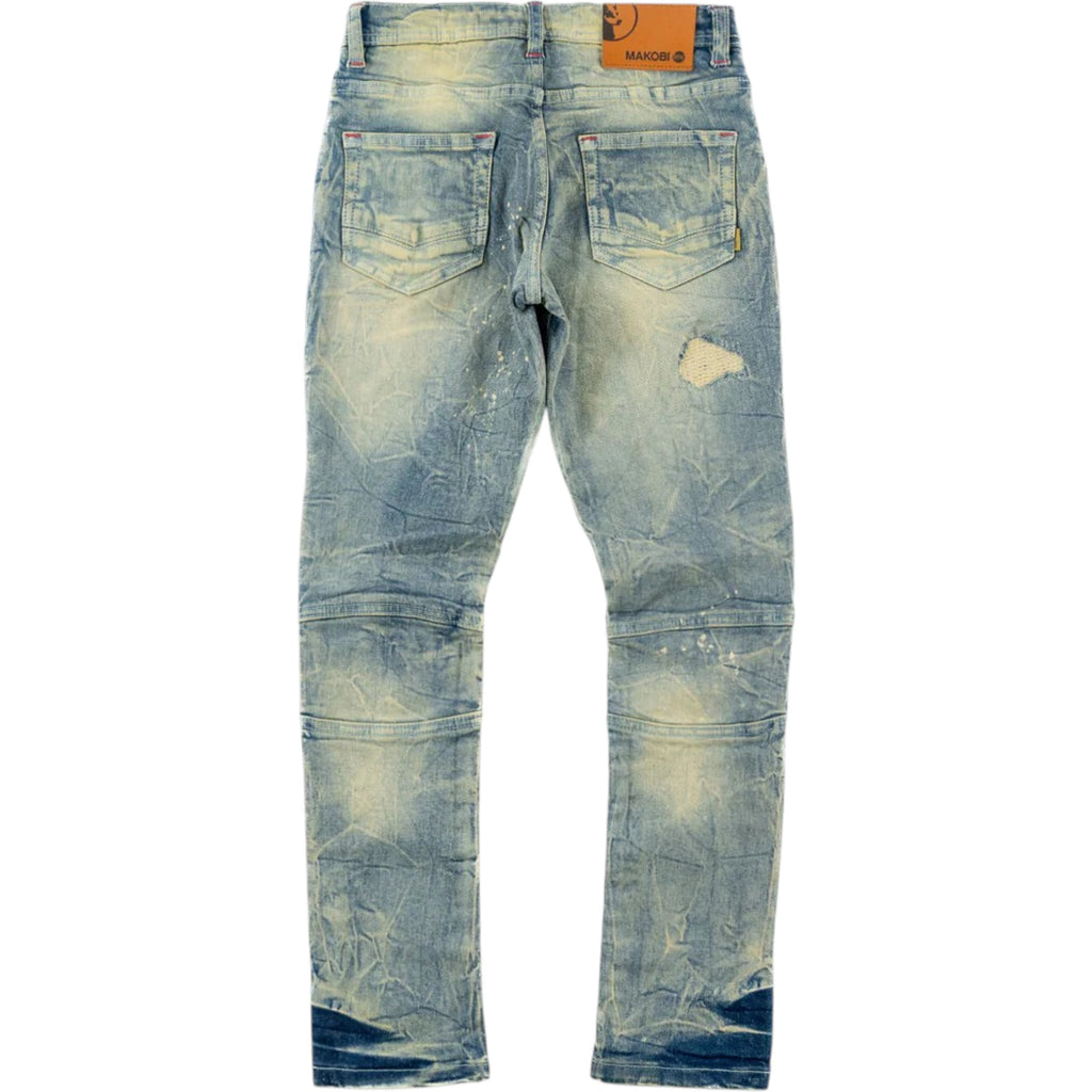 Kids Slim Fit Rick Biker Denim Dirt Wash