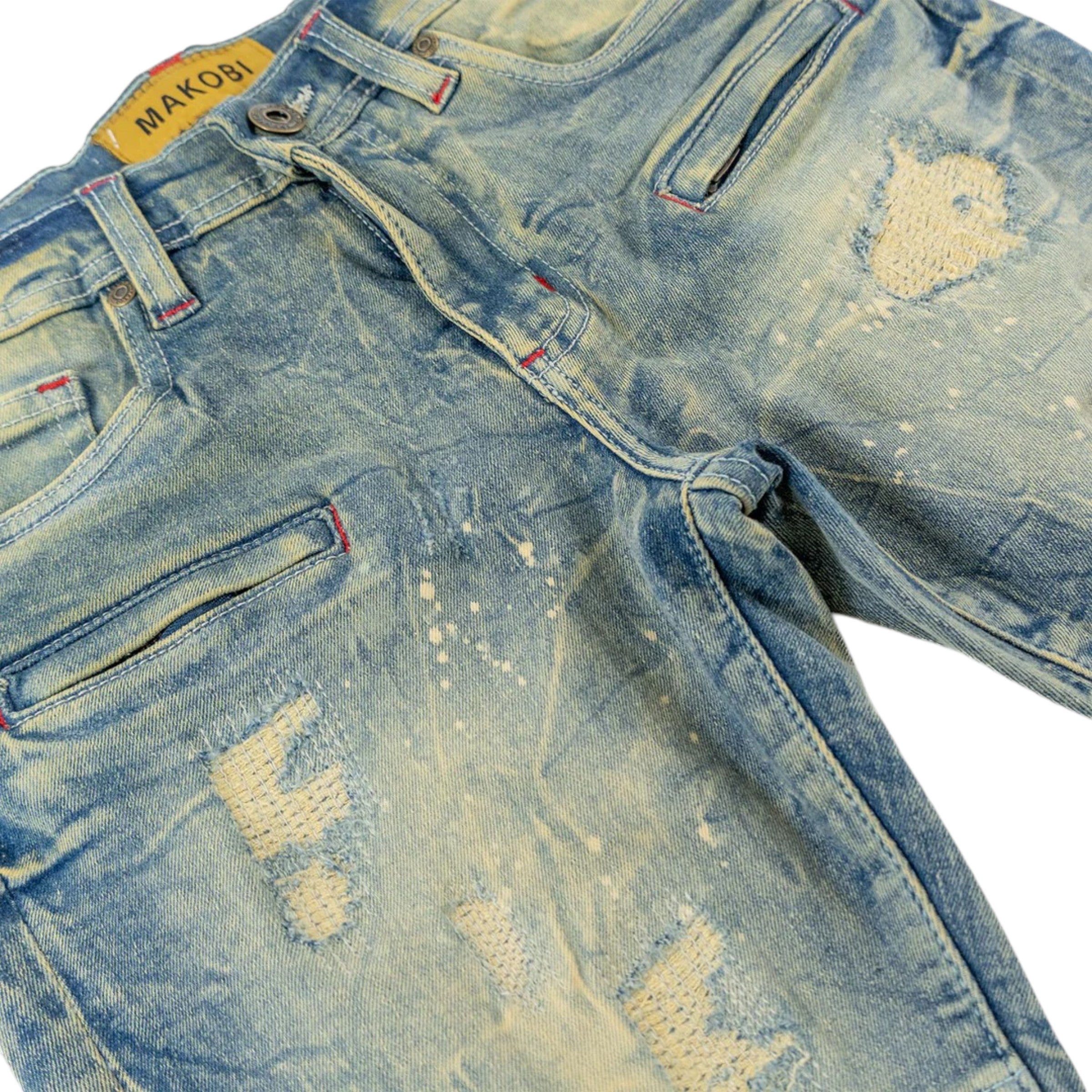 Kids Slim Fit Rick Biker Denim Dirt Wash