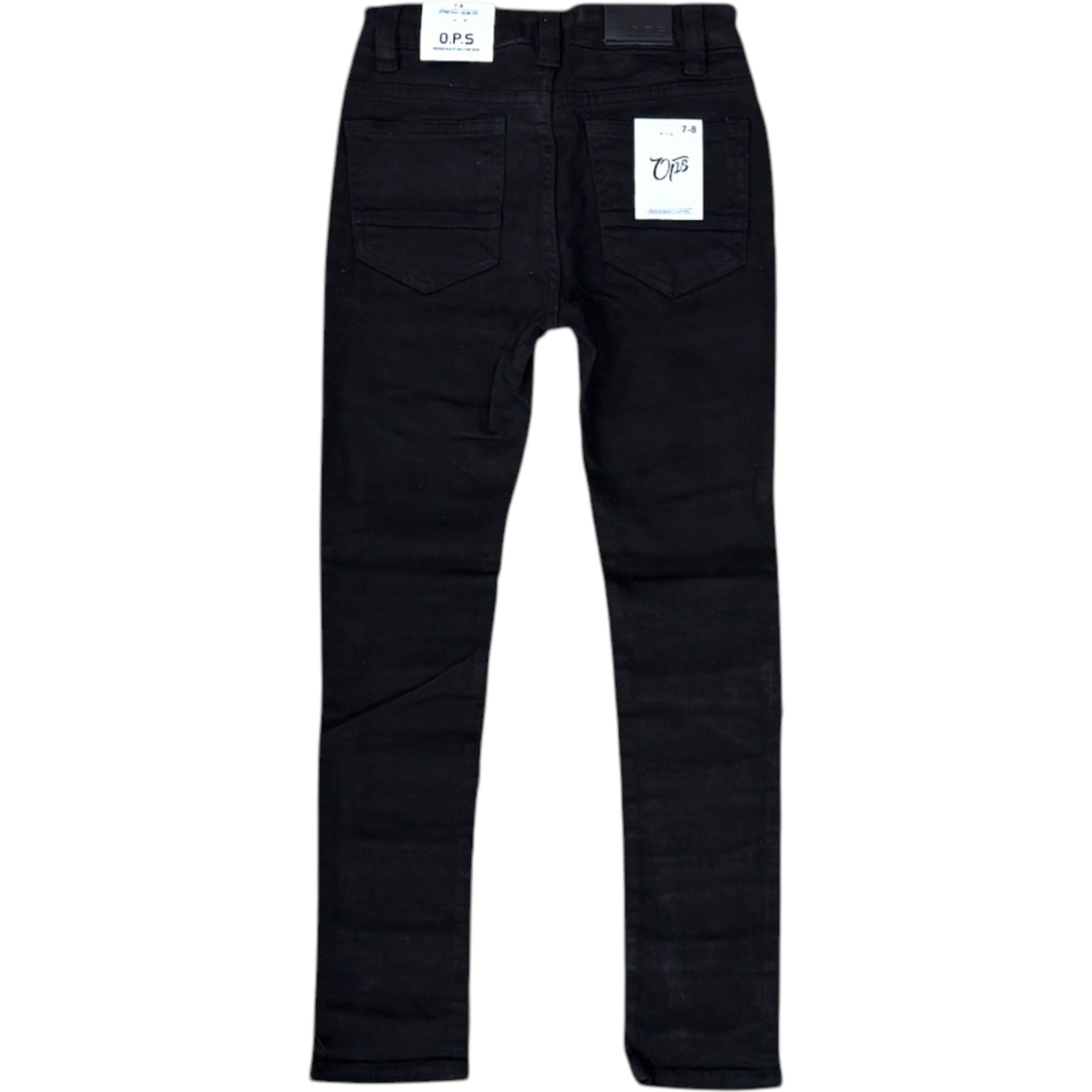 Kids Slim Fit Frayed Taped Trim Denim In Black