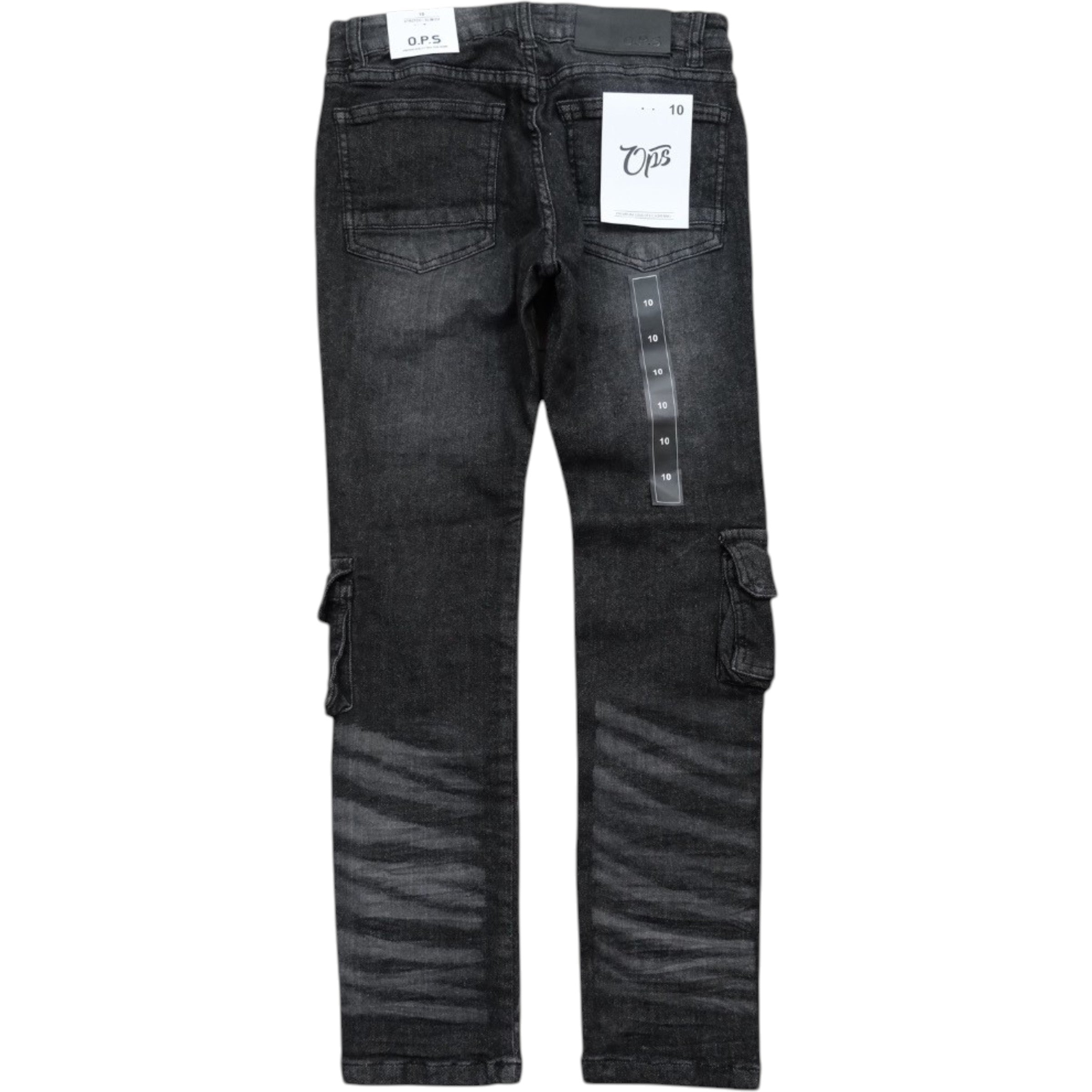 Kids Cargo Utility Pants In Black Sand
