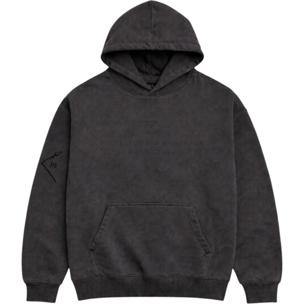 Men's French Terry Pullover Hoodie Built Tough In Charcoal