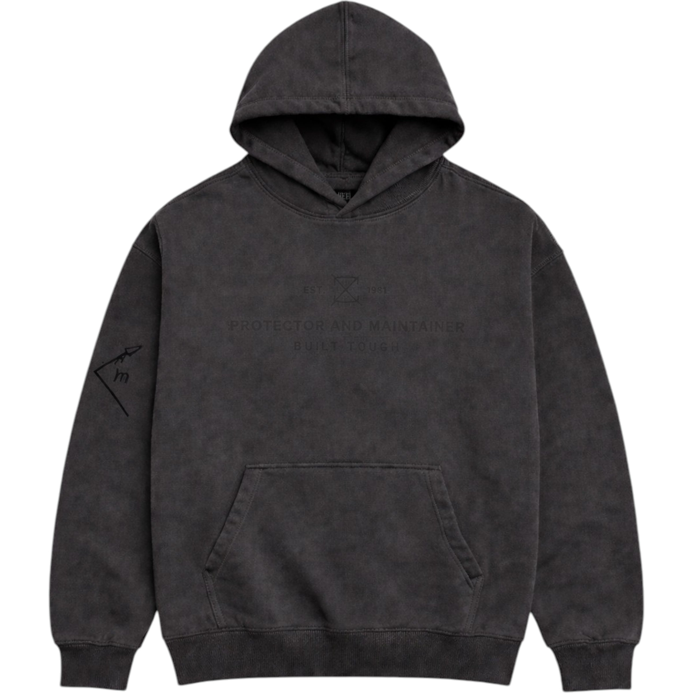 Men's French Terry Pullover Hoodie Built Tough In Charcoal