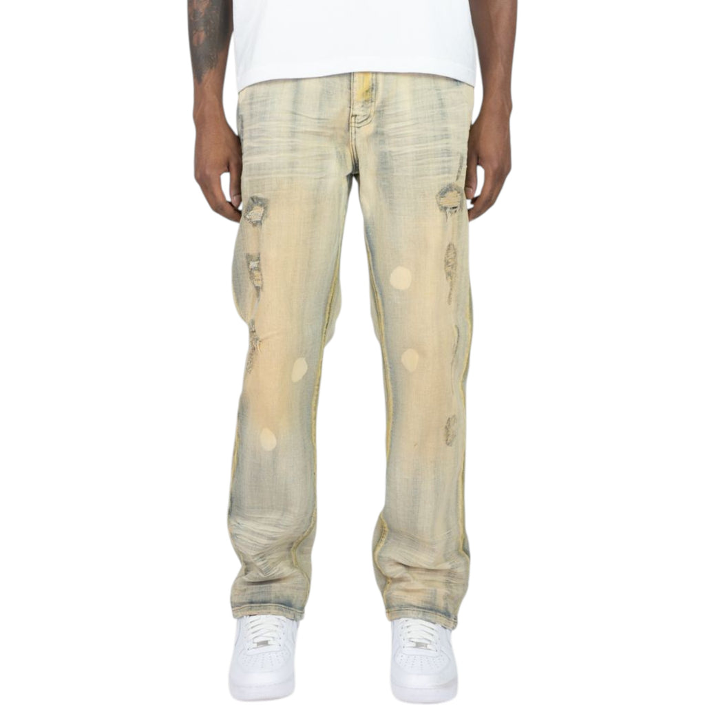 Men's Straight Fit Ripped Denim in Light Light Vintage