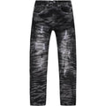 Black tie-dye jeans on a white background